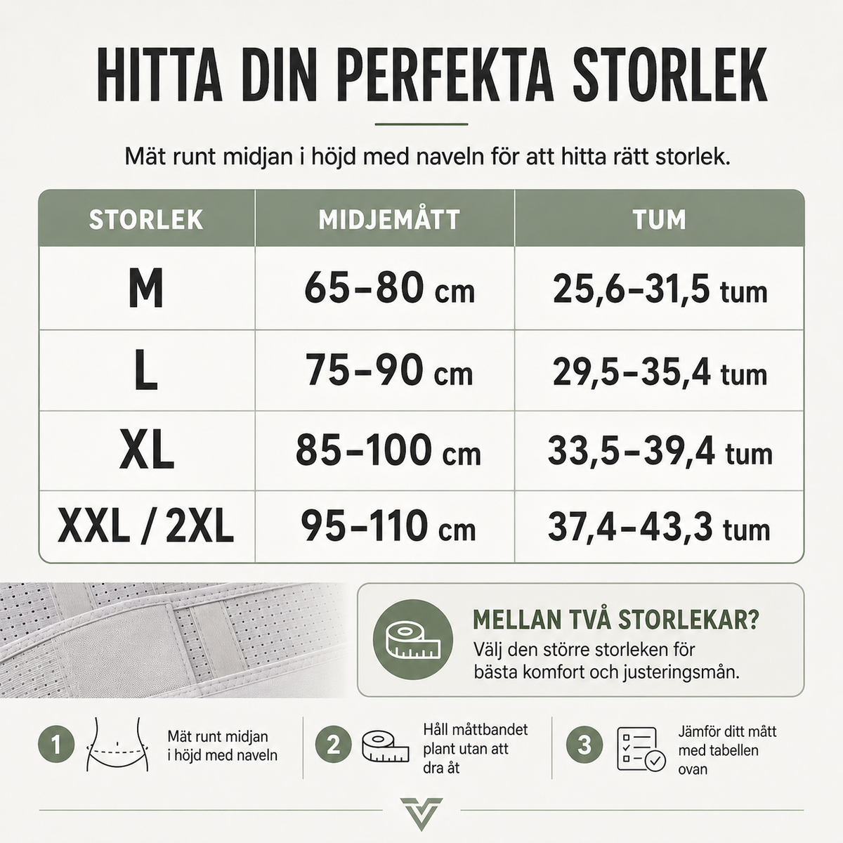 Mät en gång. Välj storlek med större trygghet.