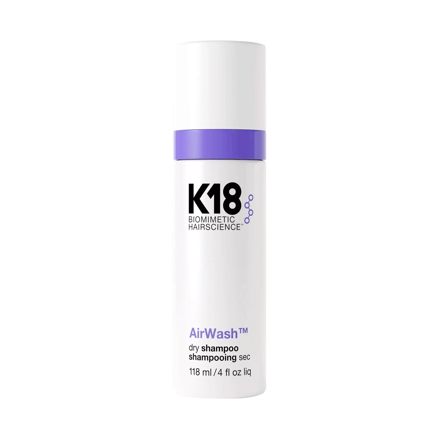 K18 AirWash dry shampoo 118ml bottle on white background