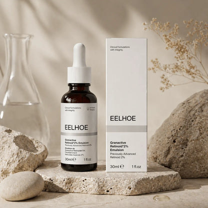 Velivor Deep Pore Reset Serum präsentiert mit natürlichem Skincare-Styling, Steinstruktur und weichem Licht