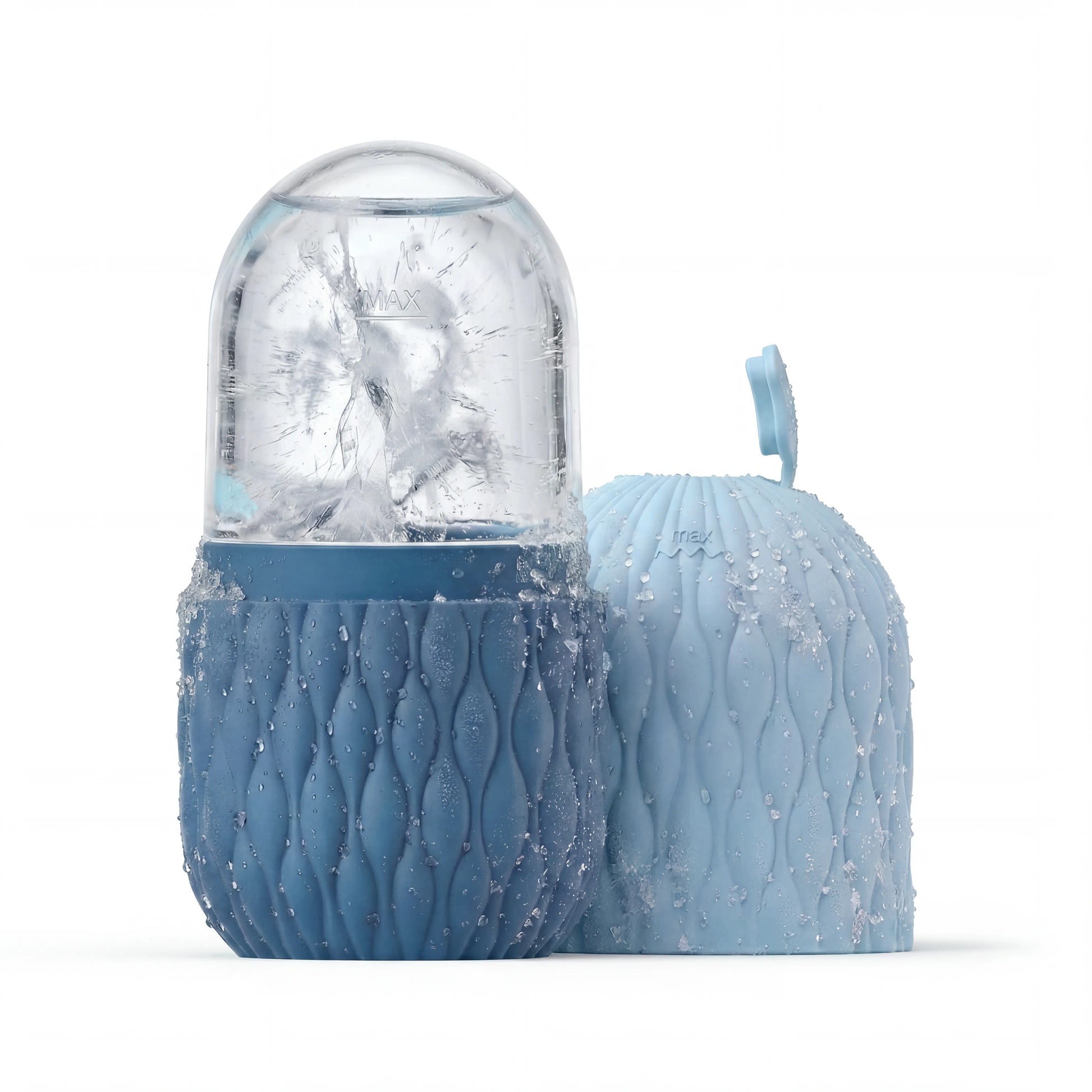 Velivor Glace Ice Roller in blue with frozen ice chamber and textured silicone case