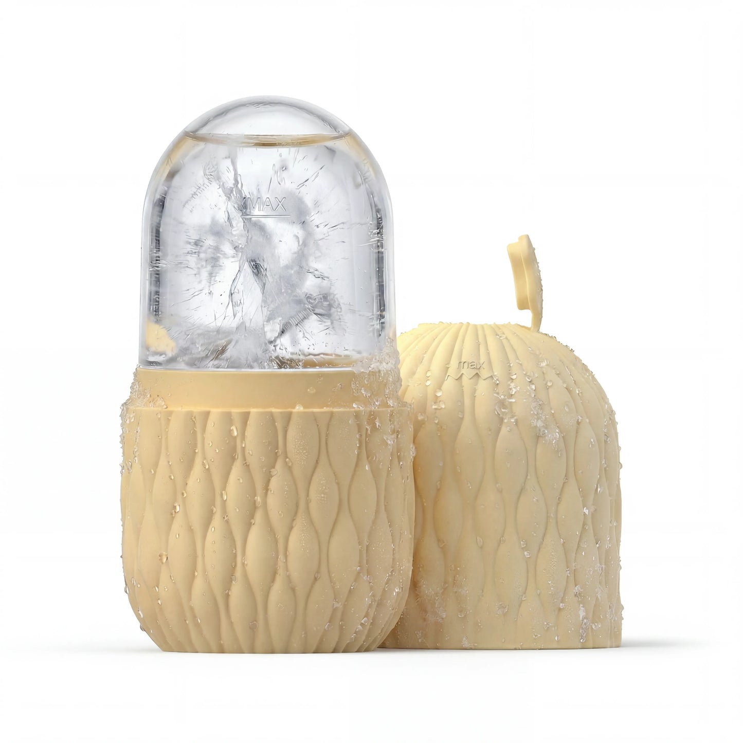 Velivor Glace Ice Roller in cream yellow with frozen ice chamber and textured silicone case