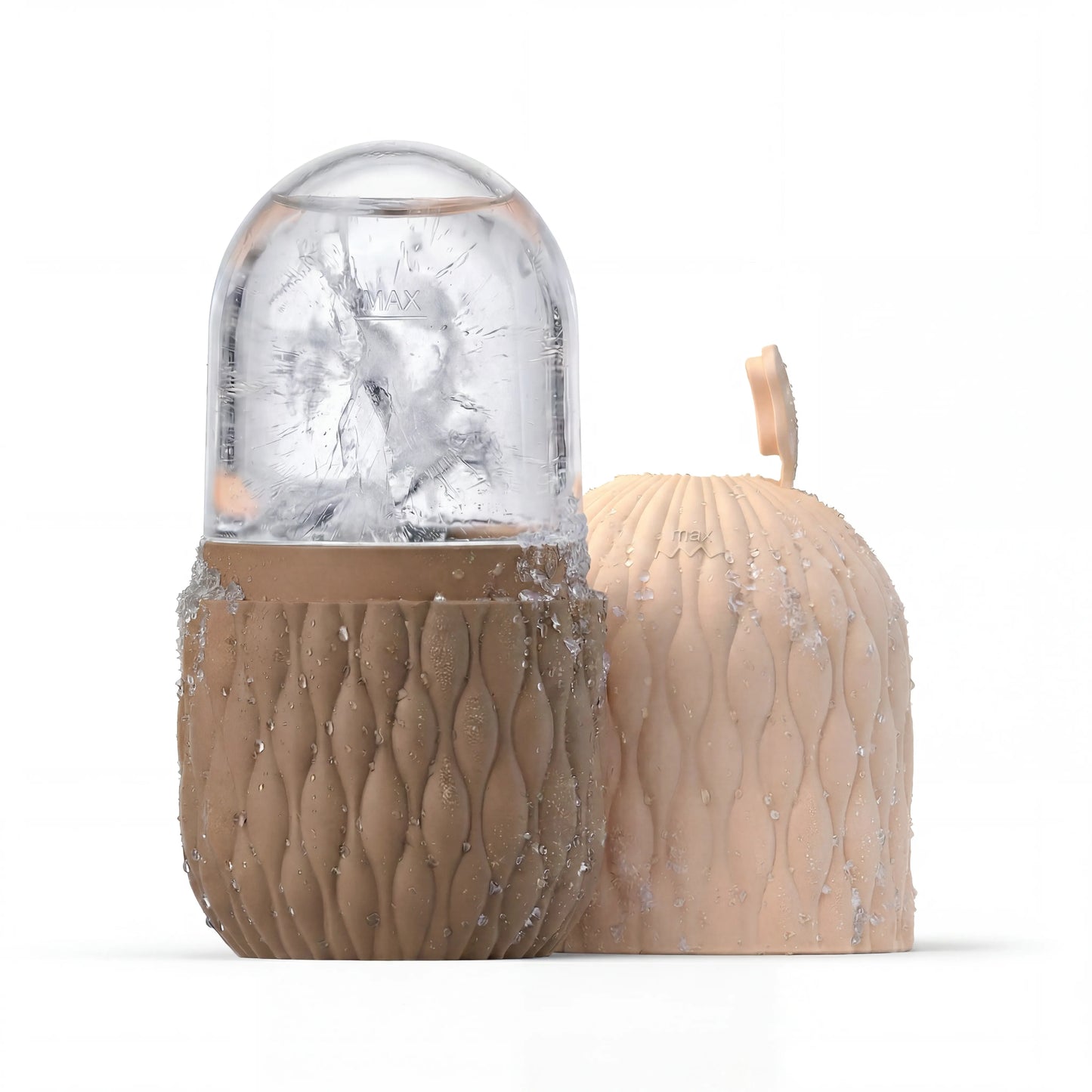 Velivor Glace Ice Roller in nude beige with frozen ice chamber and matching silicone case