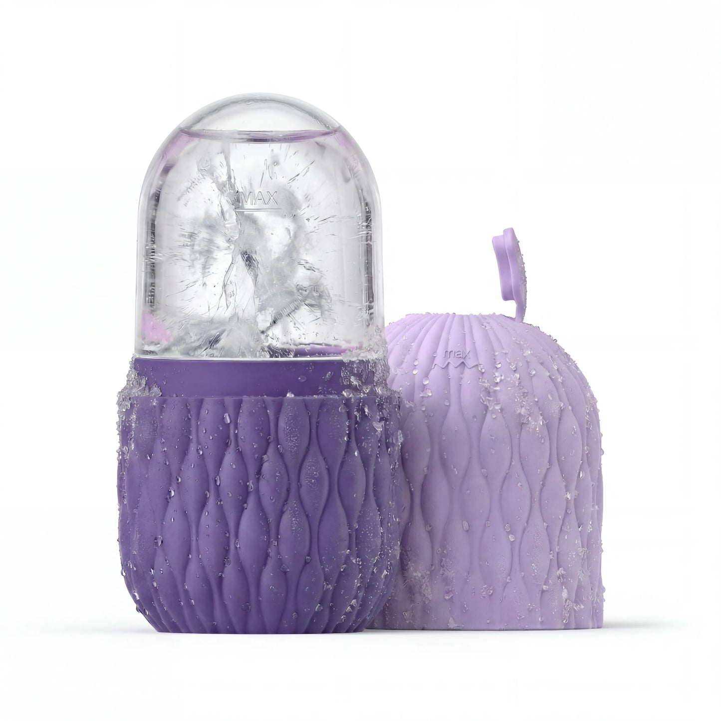 Velivor Glace Ice Roller in purple with frozen ice chamber and matching silicone case
