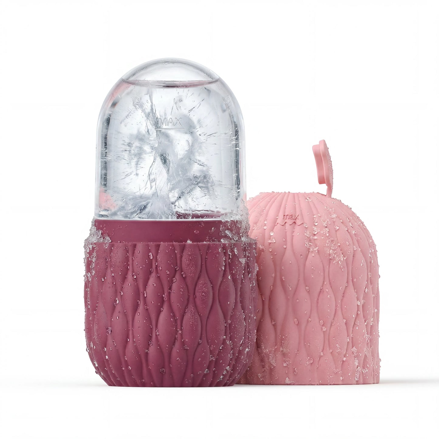 Velivor Glace Ice Roller in rose red with frozen ice chamber and matching silicone case