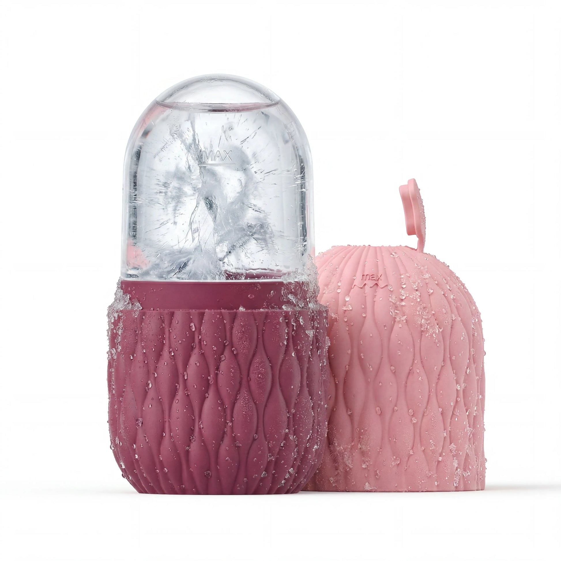 Velivor Glace Ice Roller in rose red with frozen ice chamber and matching silicone case
